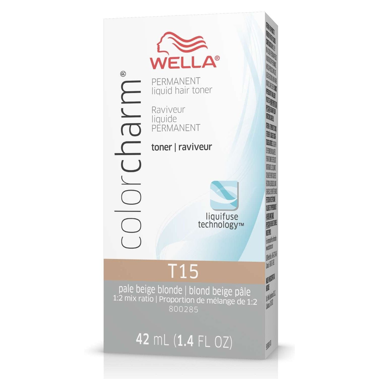 Wella Colorcharm Permanent Liquid Hair Toner T15 Pale Beige Blonde 1.4 Fl Oz Wella Colorcharm Permanent Liquid Hair Toner T15 Pale Beige Blonde 1.4 Fl Oz