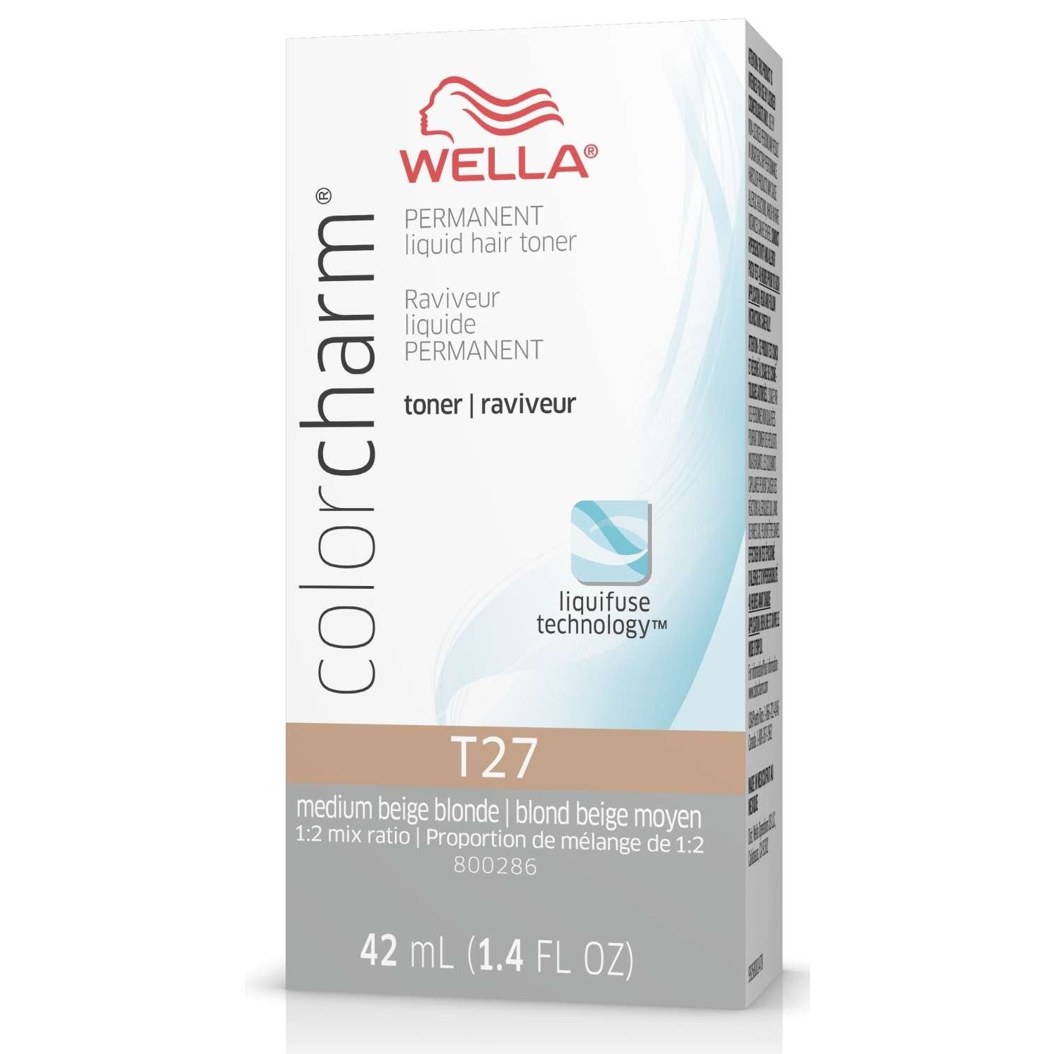 Wella Colorcharm Permanent Liquid Hair Toner T27 Medium Beige Blonde 1.4 Fl Oz Wella Colorcharm Permanent Liquid Hair Toner T27 Medium Beige Blonde 1.4 Fl Oz