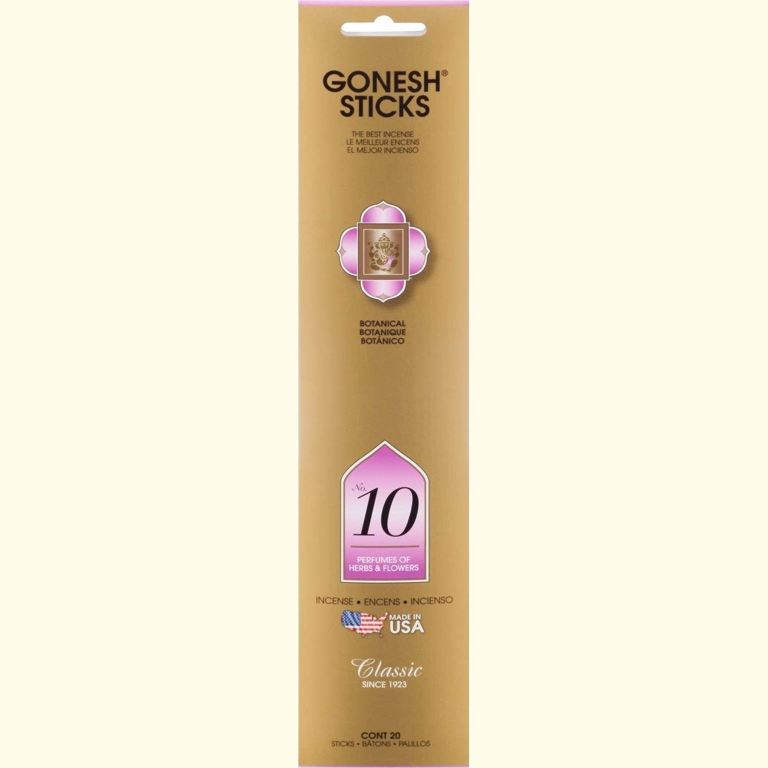 Gonesh Stick Classic 10 Herbs Flowers 20 Piece Gonesh Stick Classic 10 Herbs Flowers 20 Piece