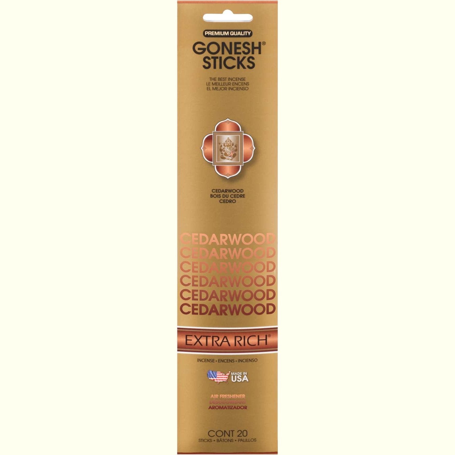 Gonesh Stick Extra Rich Cedarwood 20 Piece Gonesh Stick Extra Rich Cedarwood 20 Piece