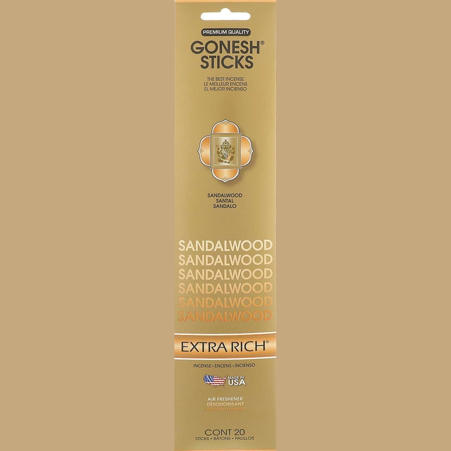 Gonesh Stick Extra Rich Sandalwood 20 Piece Gonesh Stick Extra Rich Sandalwood 20 Piece