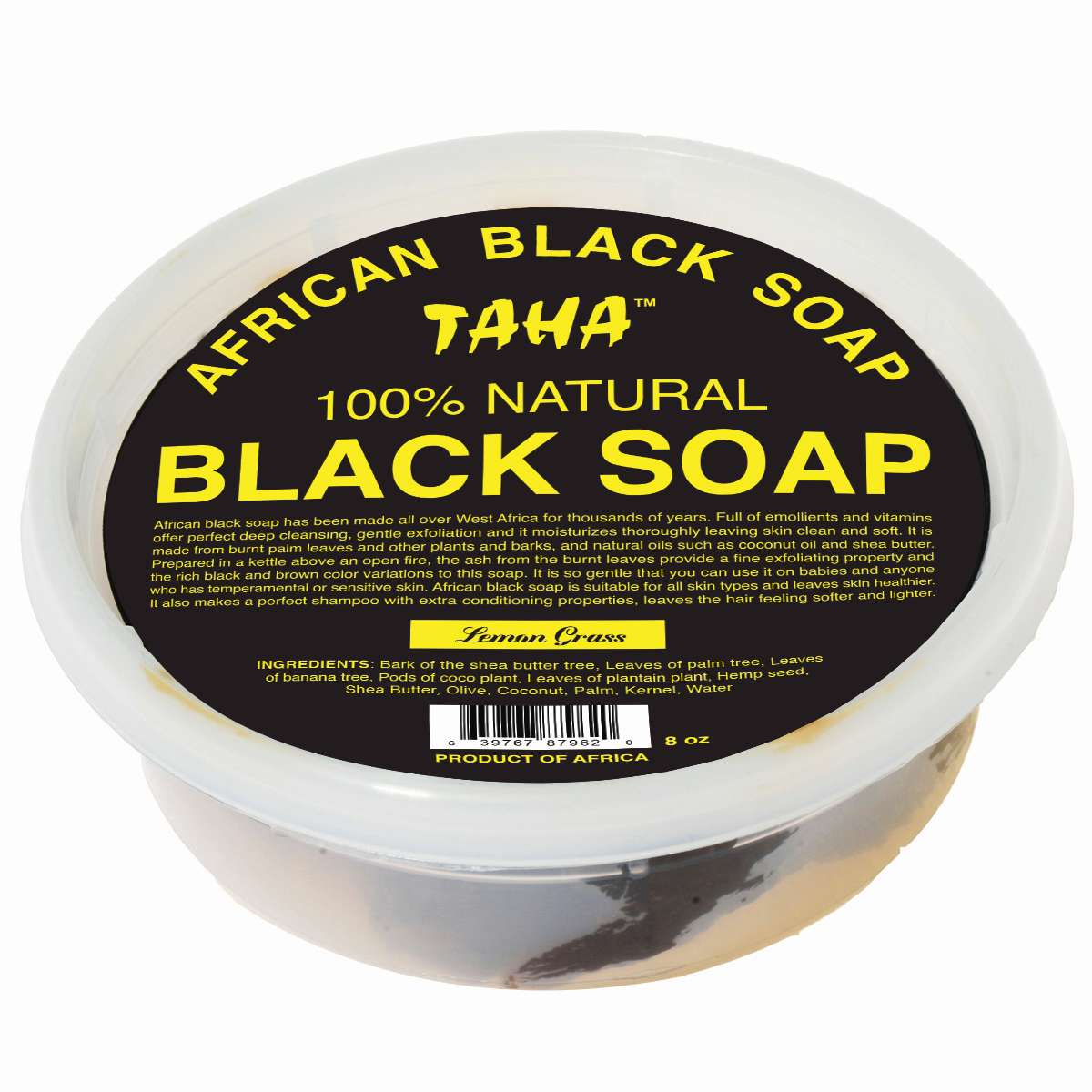 Taha Black Soap Lemon Grass Tub 8 Oz Taha Black Soap Lemon Grass Tub 8 Oz