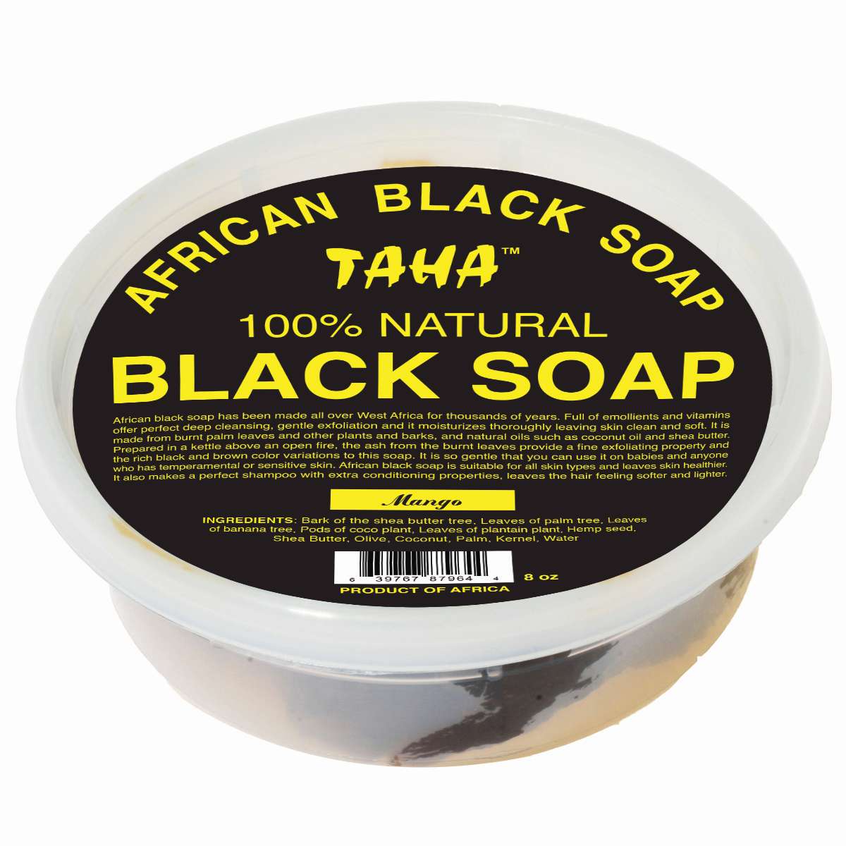 Taha Black Soap Mango Tub 8 Oz Taha Black Soap Mango Tub 8 Oz
