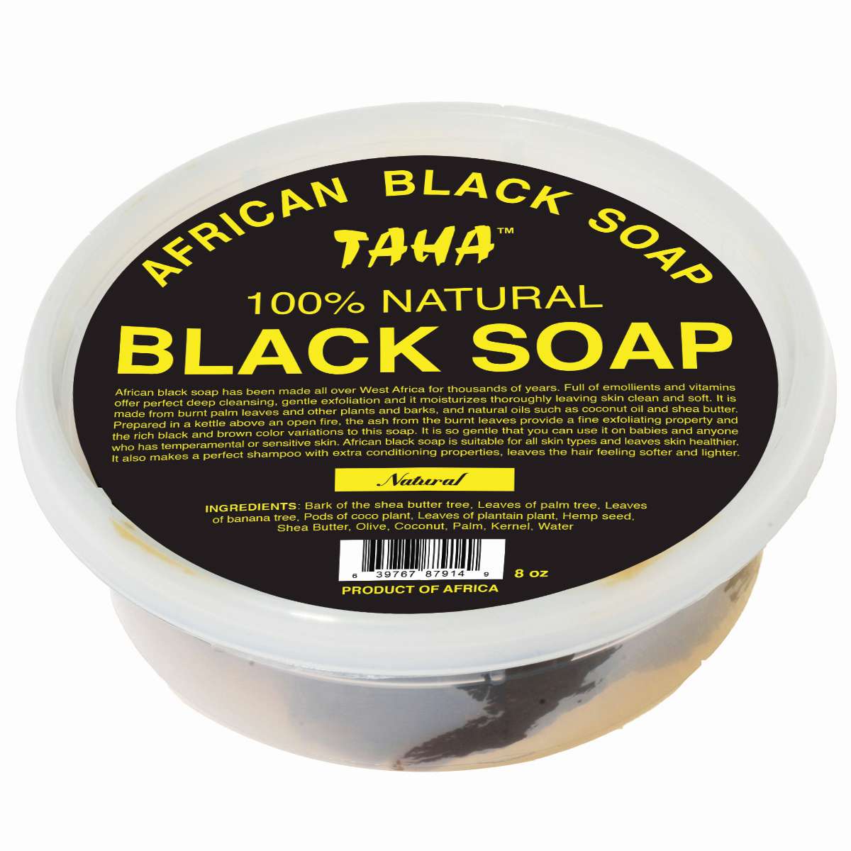 Taha Black Soap Natural Tub 8 Oz Taha Black Soap Natural Tub 8 Oz