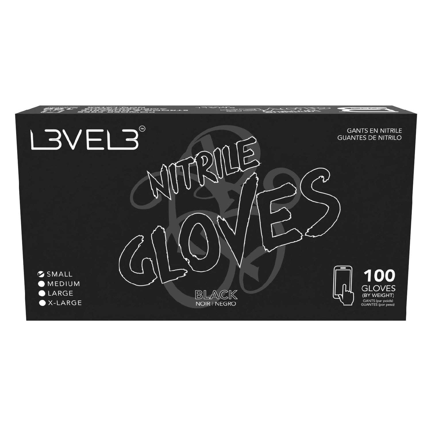 L3Vel3 Nitrile Gloves Black Small 100 Piece L3Vel3 Nitrile Gloves Black Small 100 Piece