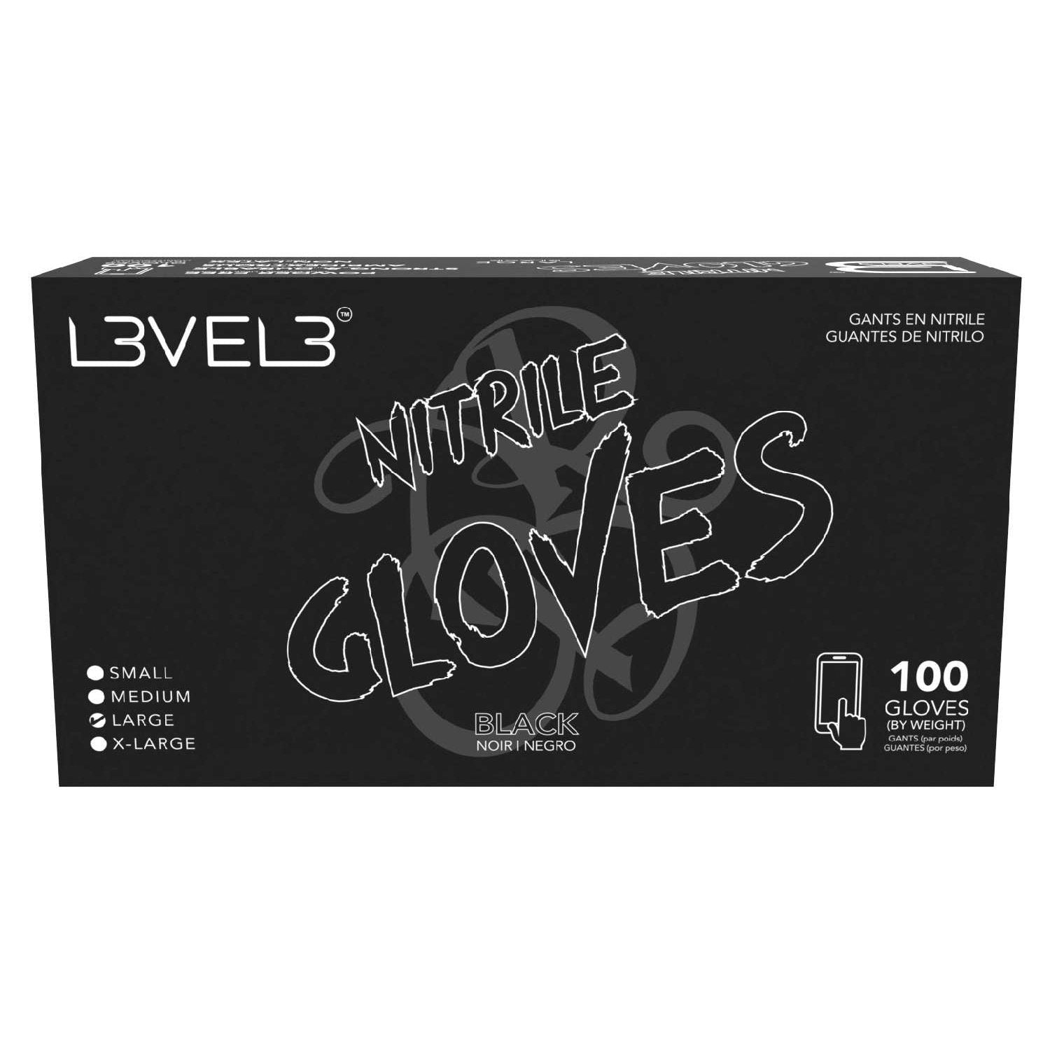 L3Vel3 Nitrile Gloves Black Large 100 Piece L3Vel3 Nitrile Gloves Black Large 100 Piece