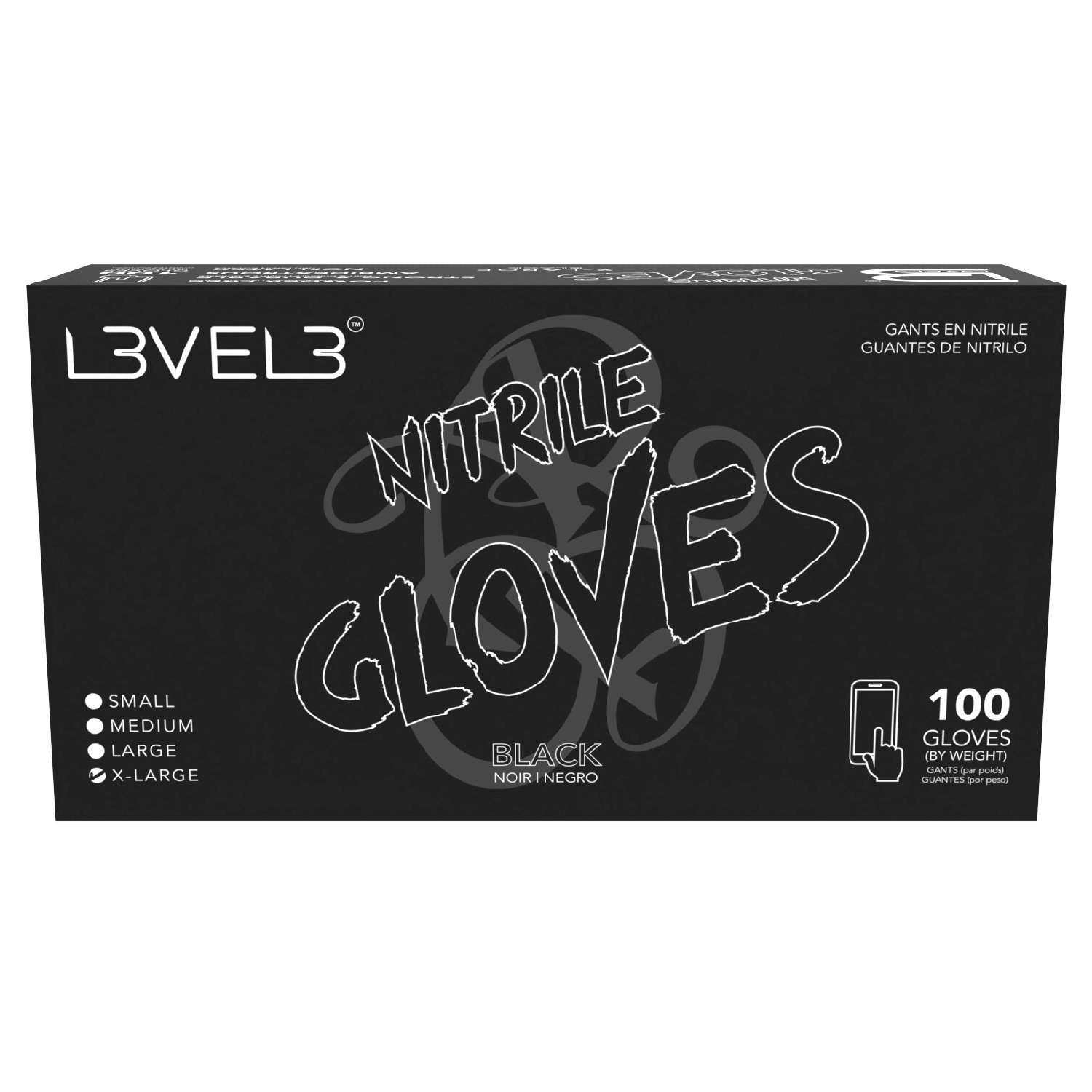 L3Vel3 Nitrile Gloves Black X-Large 100 Piece L3Vel3 Nitrile Gloves Black X-Large 100 Piece