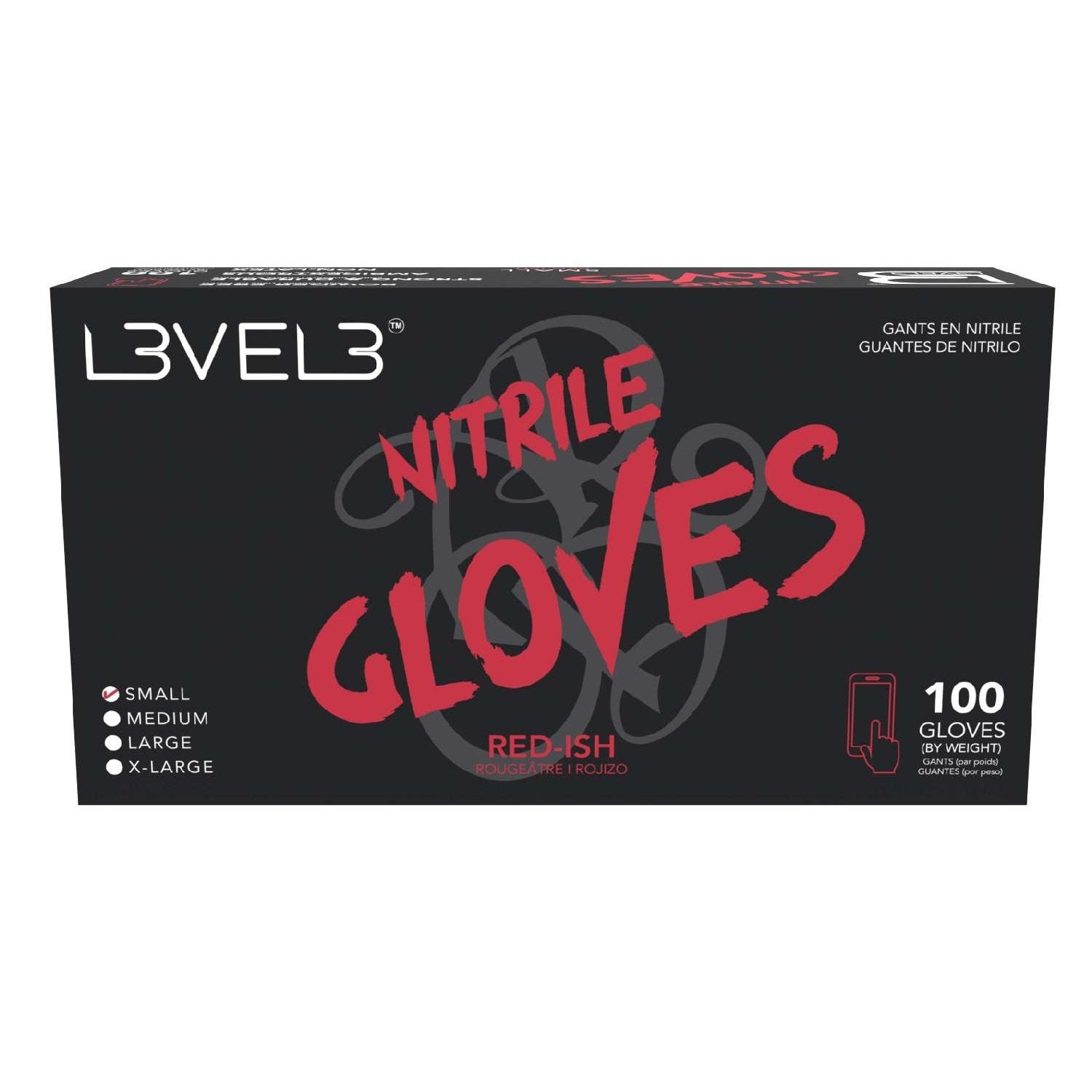 L3Vel3 Nitrile Gloves Red-Ish Small 100 Piece L3Vel3 Nitrile Gloves Red-Ish Small 100 Piece