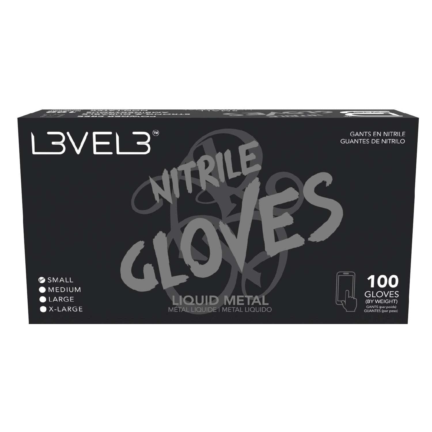 L3Vel3 Nitrile Gloves Liquid Metal Small 100 Piece L3Vel3 Nitrile Gloves Liquid Metal Small 100 Piece