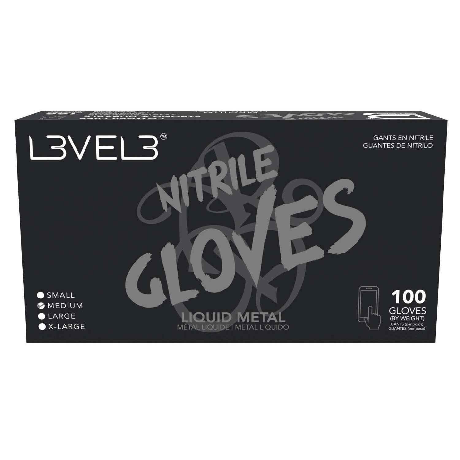 L3Vel3 Nitrile Gloves Liquid Metal Medium 100 Piece L3Vel3 Nitrile Gloves Liquid Metal Medium 100 Piece