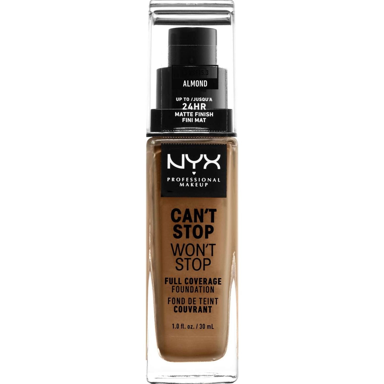 NYX Cant Stop Wont Stop Full Coverage Foundation 15.3 - Almond 1.0 FL Oz NYX Cant Stop Wont Stop Full Coverage Foundation 15.3 - Almond 1.0 FL Oz