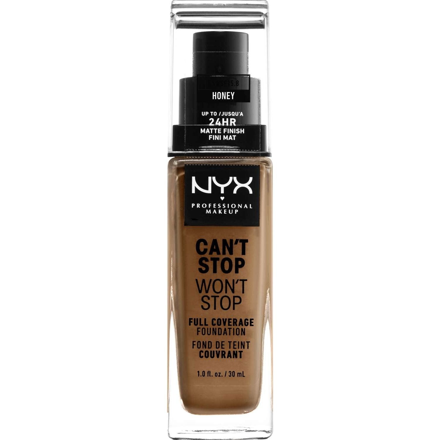 NYX Cant Stop Wont Stop Full Coverage Foundation 15.8 - Honey 1.0 FL Oz NYX Cant Stop Wont Stop Full Coverage Foundation 15.8 - Honey 1.0 FL Oz