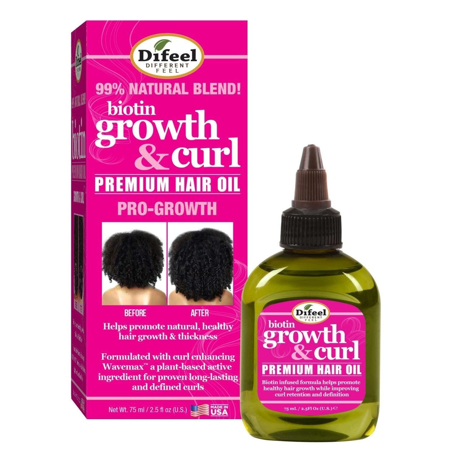 Difeel Growth And Curl Biotin Premium Hair Oil 2.5 Oz Difeel Growth And Curl Biotin Premium Hair Oil 2.5 Oz