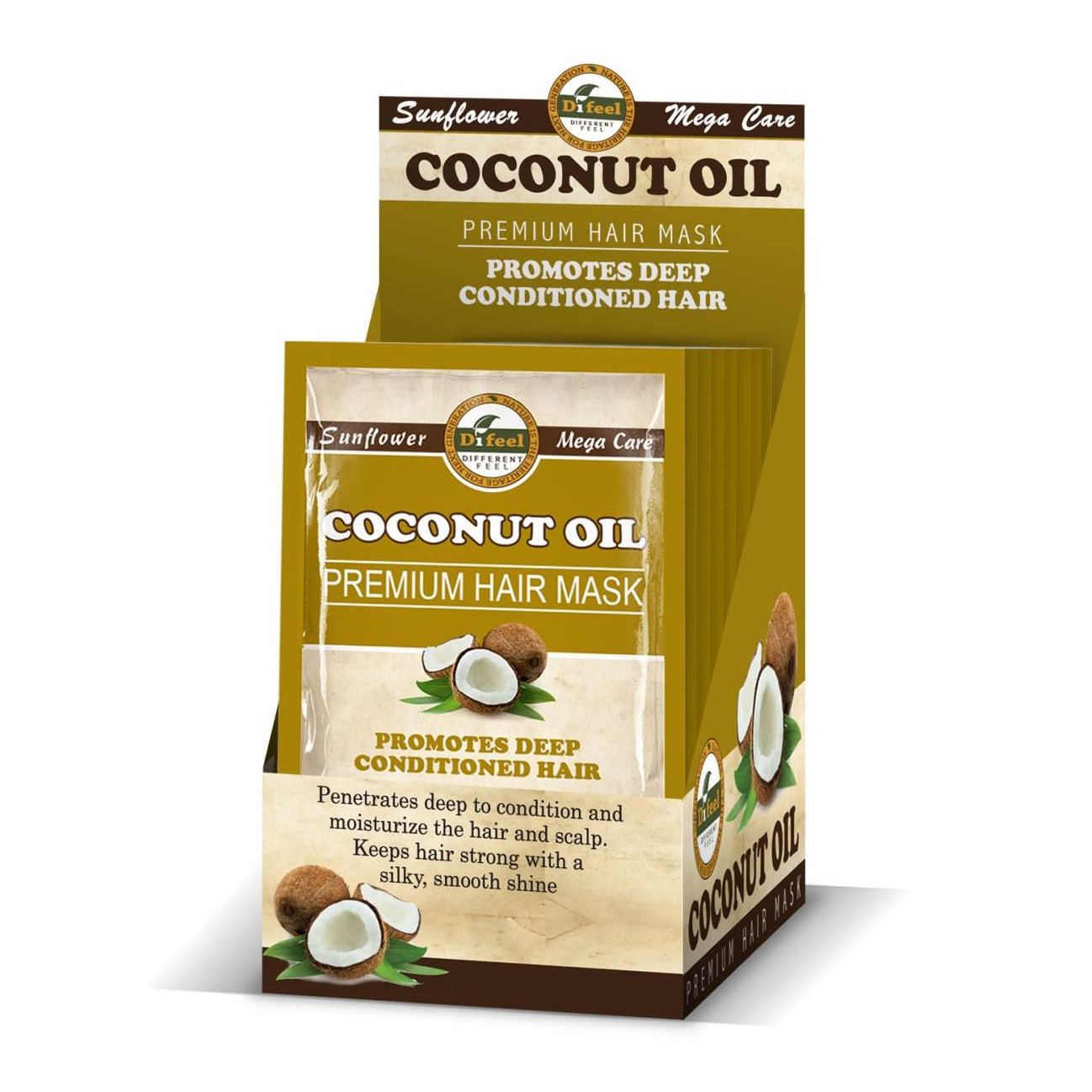 Difeel Sunflower Difeel Premium Hair Mask Coconut Oil Packet 1.75 Oz Difeel Sunflower Difeel Premium Hair Mask Coconut Oil Packet 1.75 Oz
