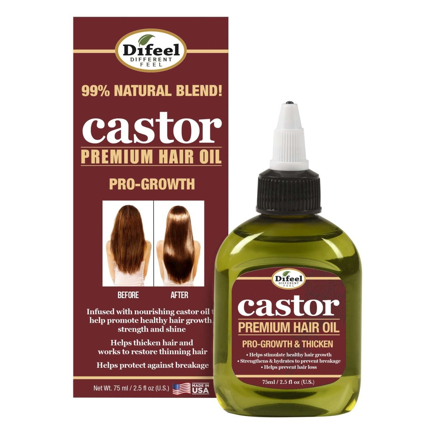 Difeel Castor Pro-Growth Hair Oil 75 Ml 6Pk 2.5 Oz Difeel Castor Pro-Growth Hair Oil 75 Ml 6Pk 2.5 Oz