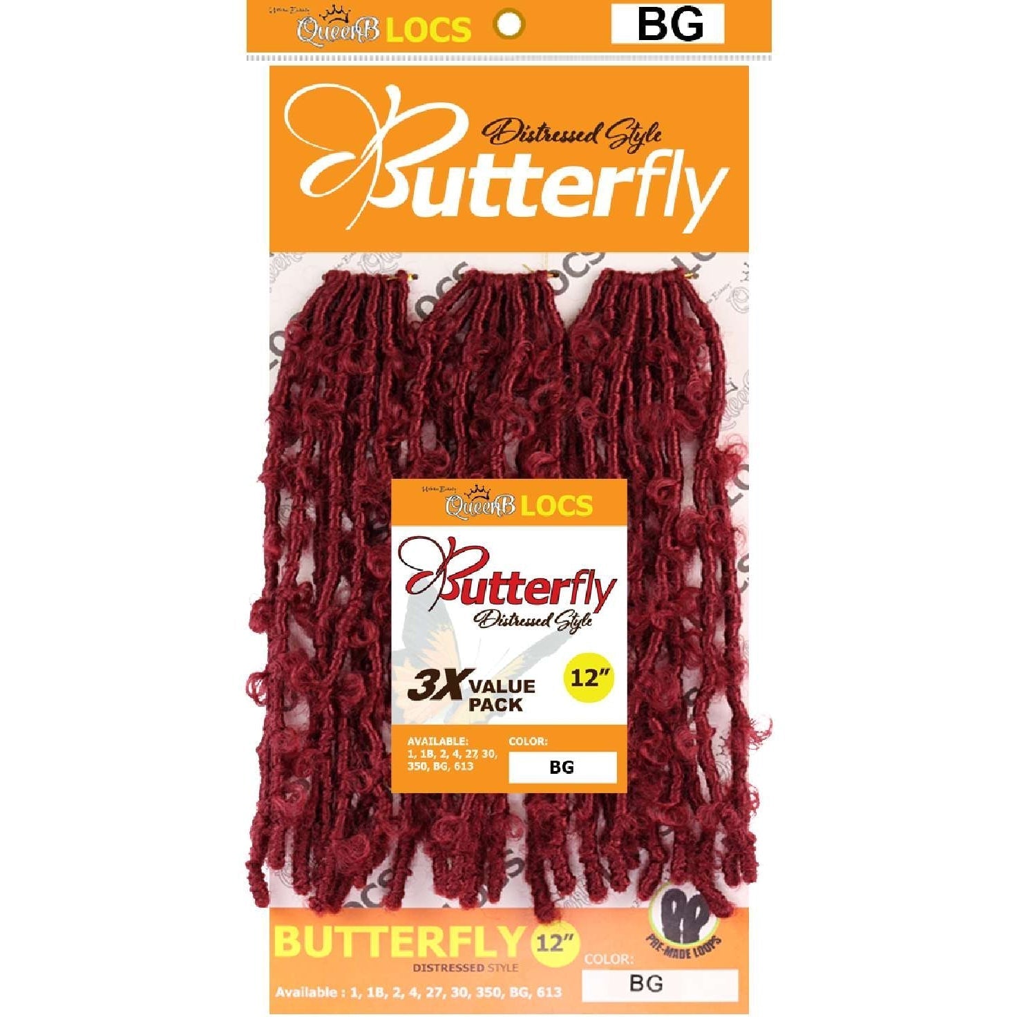 Synthetic Queen B 3X Butterfly Lcos 12Inch Color Burgundy Synthetic Queen B 3X Butterfly Lcos 12Inch Color Burgundy