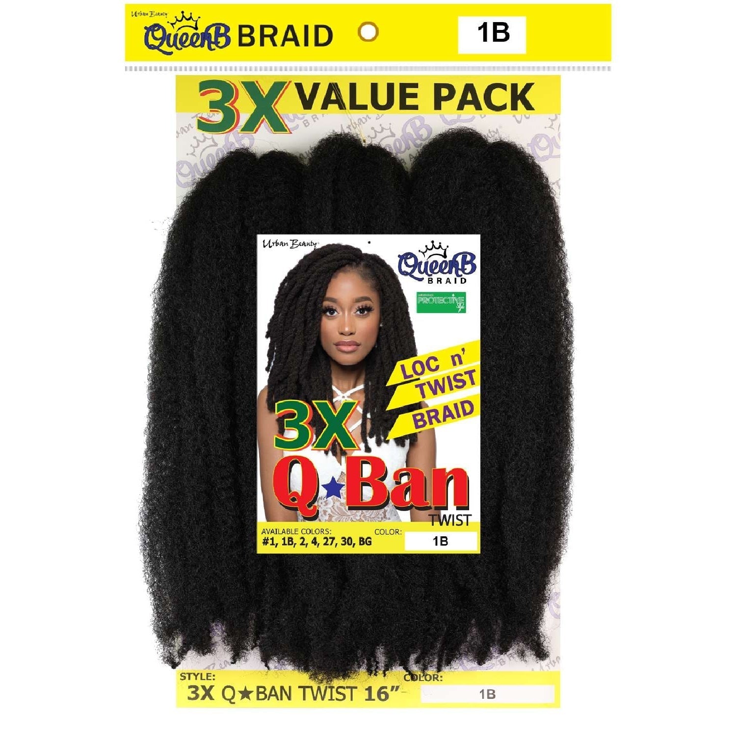 Synthetic Queen B 3X Q-Ban Twist Color #1B Synthetic Queen B 3X Q-Ban Twist Color #1B