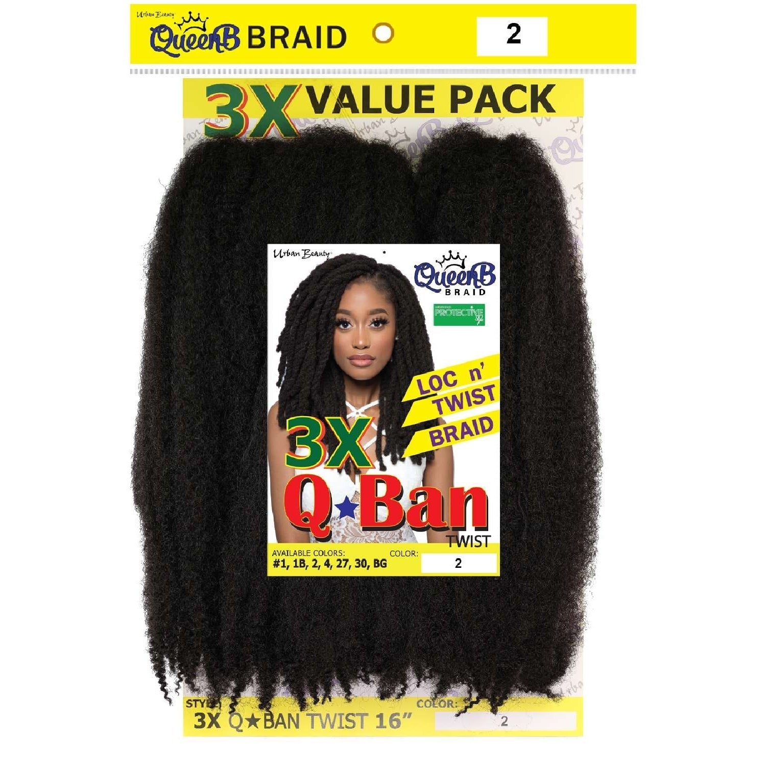 Synthetic Queen B 3X Q-Ban Twist Color #2 Synthetic Queen B 3X Q-Ban Twist Color #2