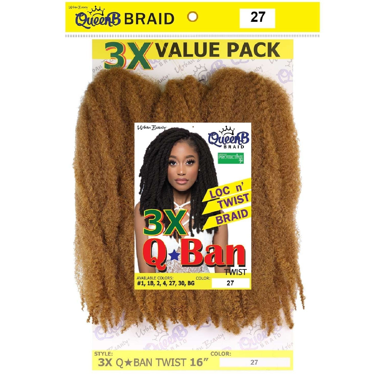 Synthetic Queen B 3X Q-Ban Twist Color #27 Synthetic Queen B 3X Q-Ban Twist Color #27