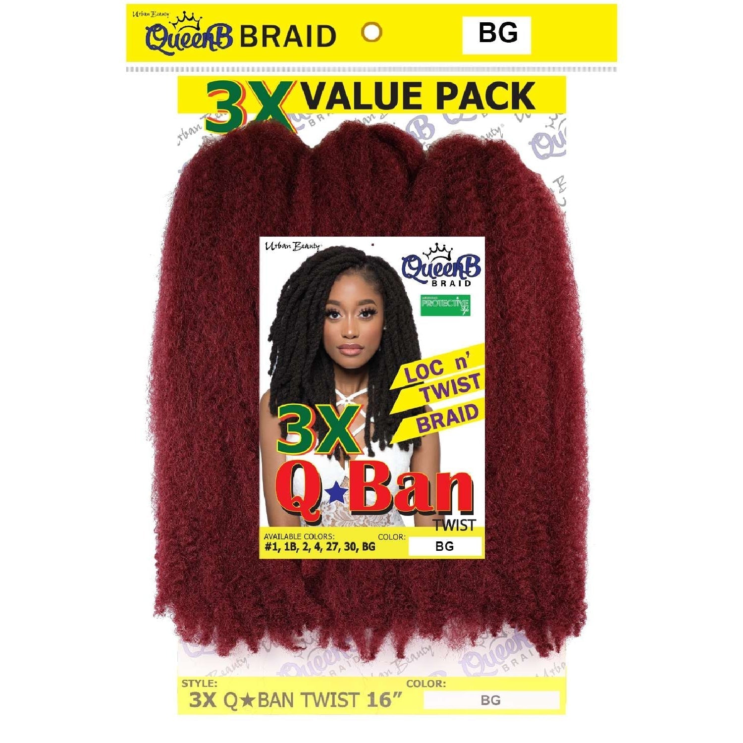 Synthetic Queen B 3X Q-Ban Twist Color #Burgundty Synthetic Queen B 3X Q-Ban Twist Color #Burgundty