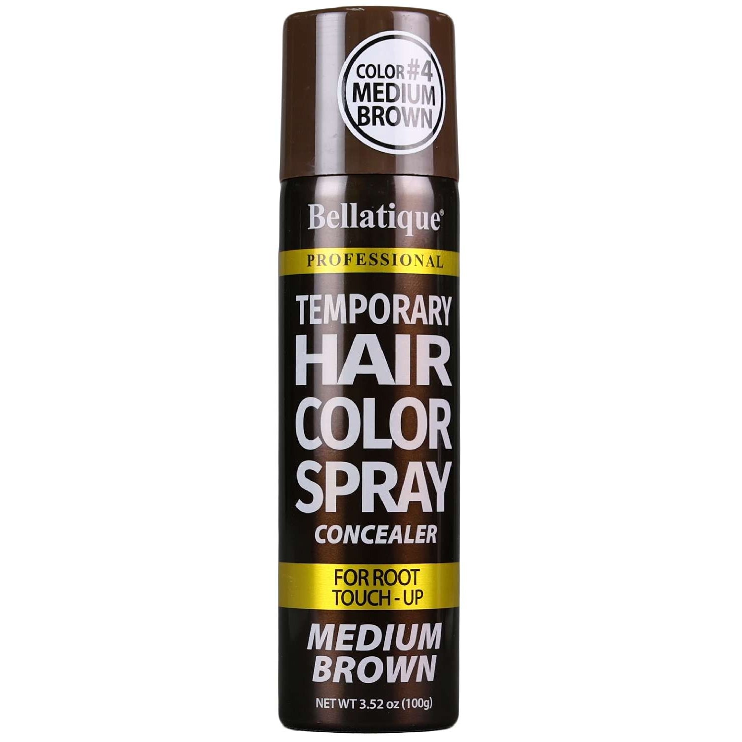 Bellatique #4 Medium Brown Temporary Hair Color Spray 3.52 Oz Bellatique #4 Medium Brown Temporary Hair Color Spray 3.52 Oz