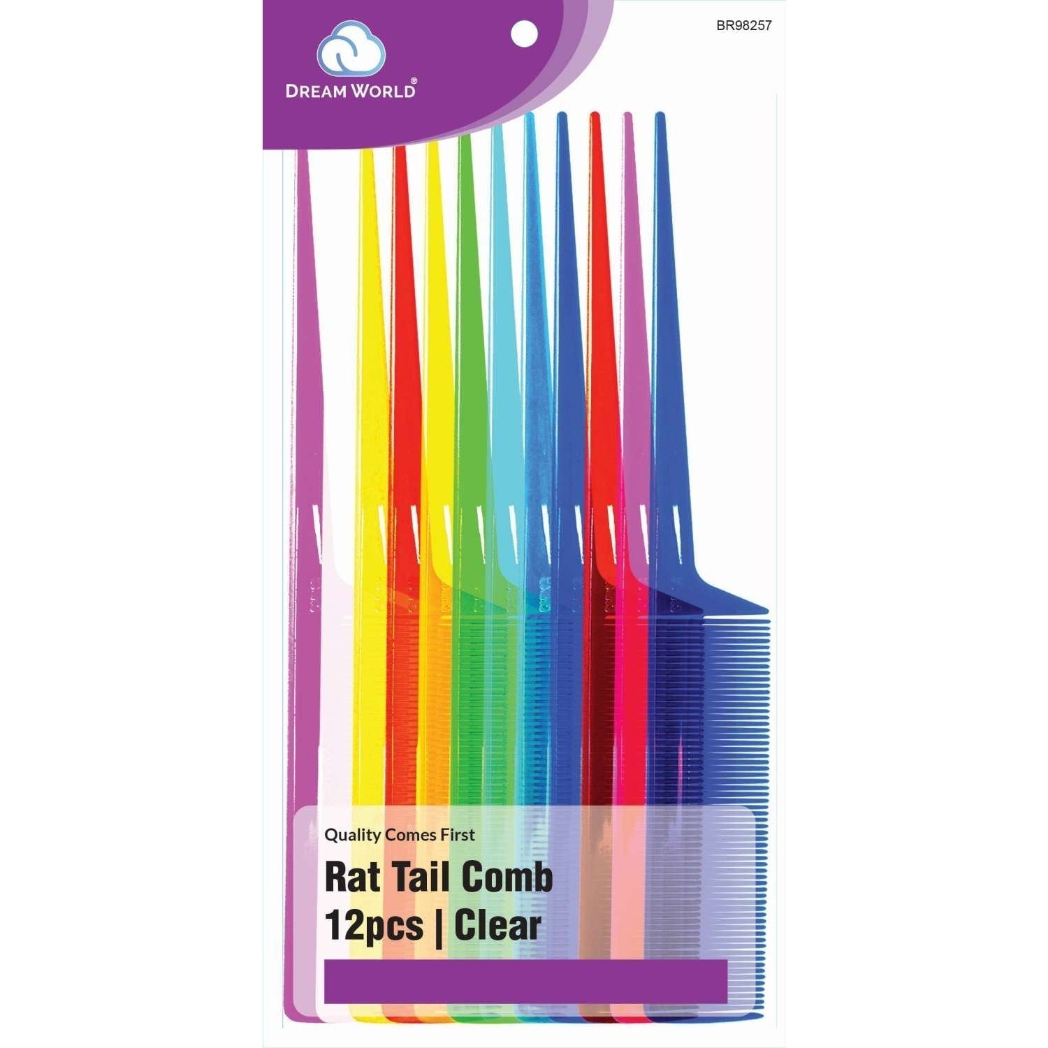 Brittny Bulk Rat Tail Comb Assorted Clear Colors Brittny Bulk Rat Tail Comb Assorted Clear Colors