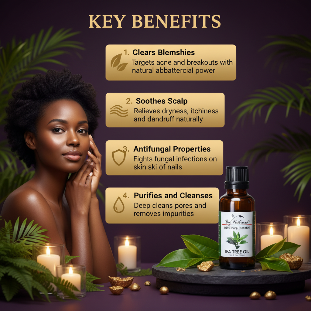 By Natures 100% Pure Essential Tea Tree Oil By Natures Tea Tree Oil - Key Benefits