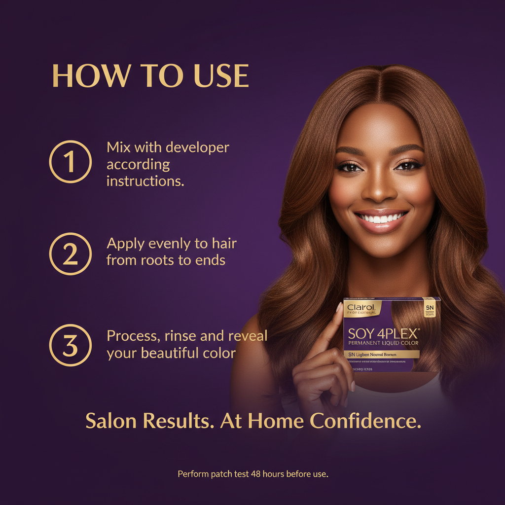 CLAIROL PERMANENT LIQUID 5N LIGHTEST NEUTRAL BROWN Clairol Soy 4Plex 5N Lightest Neutral Brown - How To Use