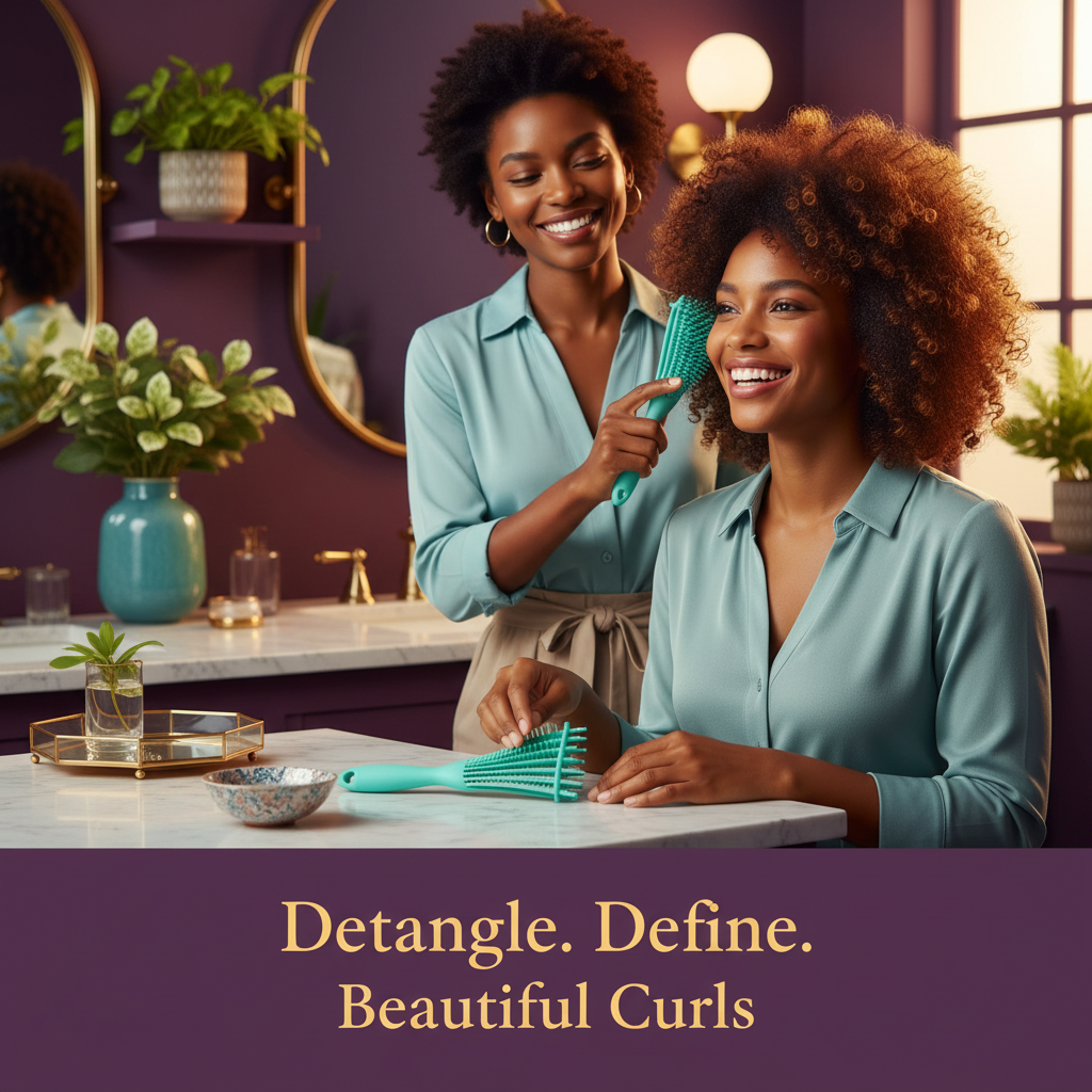 Brittny Flexible Detangler Brush Lifestyle - Detangle. Define. Beautiful Curls. Brittny Flexible Detangler Brush