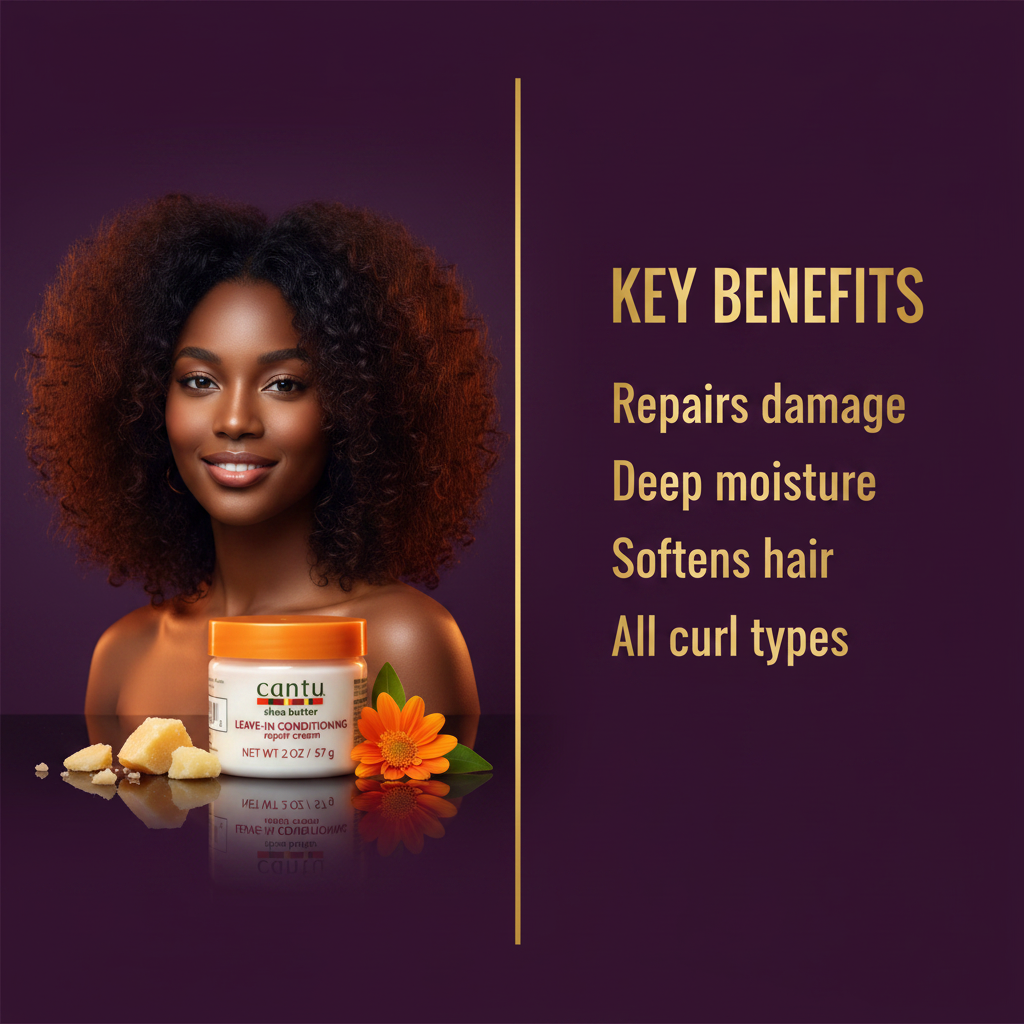 Cantu Shea Butter Leave-In Conditioning Repair Cream 12 Piece Display (2oz) Key Benefits A - Cantu Shea Butter Leave-In Conditioning Repair Cream