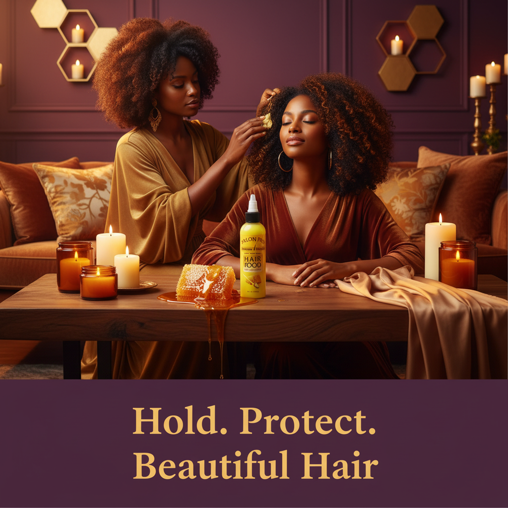 Salon Pro Hair Food Beewax W/Shea Butter Lifestyle - Hold. Protect. Beautiful Hair. Salon Pro Hair Food Beeswax with Shea Butter