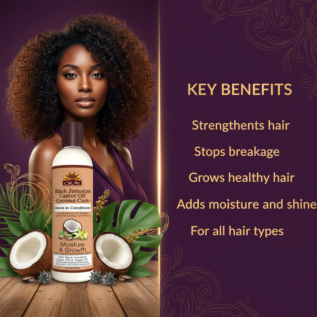 Okay Black Jamaican Castor Oil Coconut Leave In Conditioner Key Benefits - Okay Black Jamaican Castor Oil Coconut Leave-In Conditioner