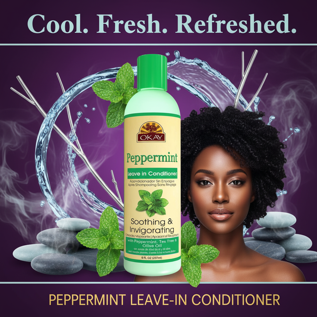 Okay Peppermint Leave-In Conditioner Hero - Cool. Fresh. Refreshed. Okay Peppermint Leave-In Conditioner