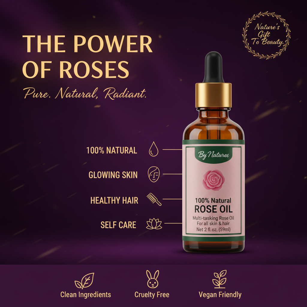 By Natures 100% Natural Rose Oil By Natures 100% Natural Rose Oil - Hero