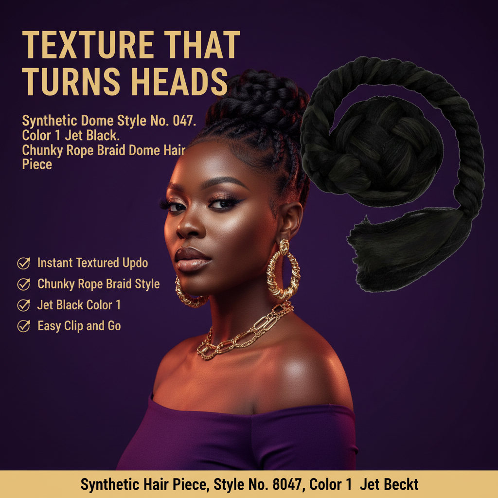 SYNTHETIC DOME STYLE NO.047-#1 Synthetic Dome Style No. 047 Color 1 Jet Black - Hero