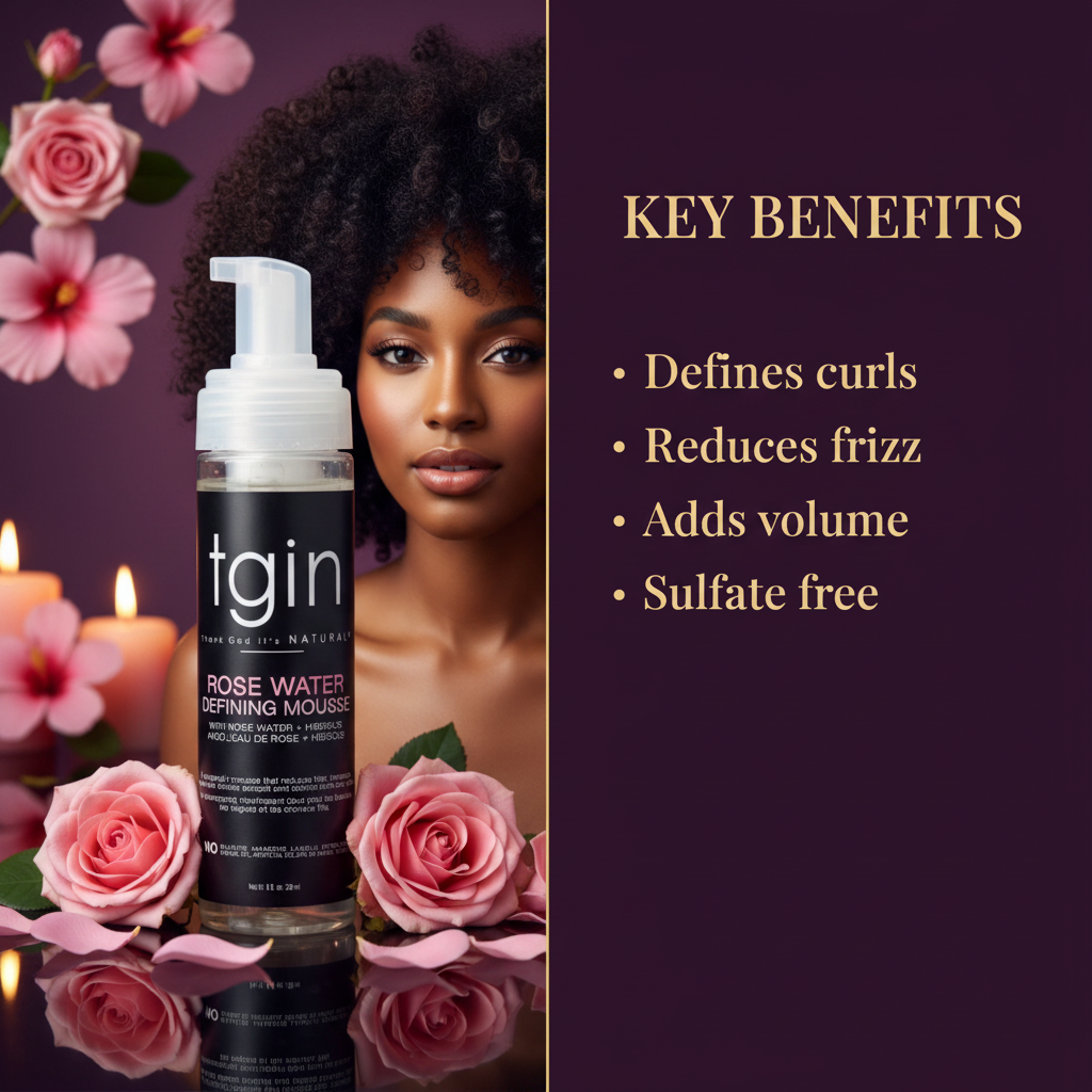 Tgin Rosewater Curl Defining Mousse Key Benefits - TGIN Rose Water Curl Defining Mousse