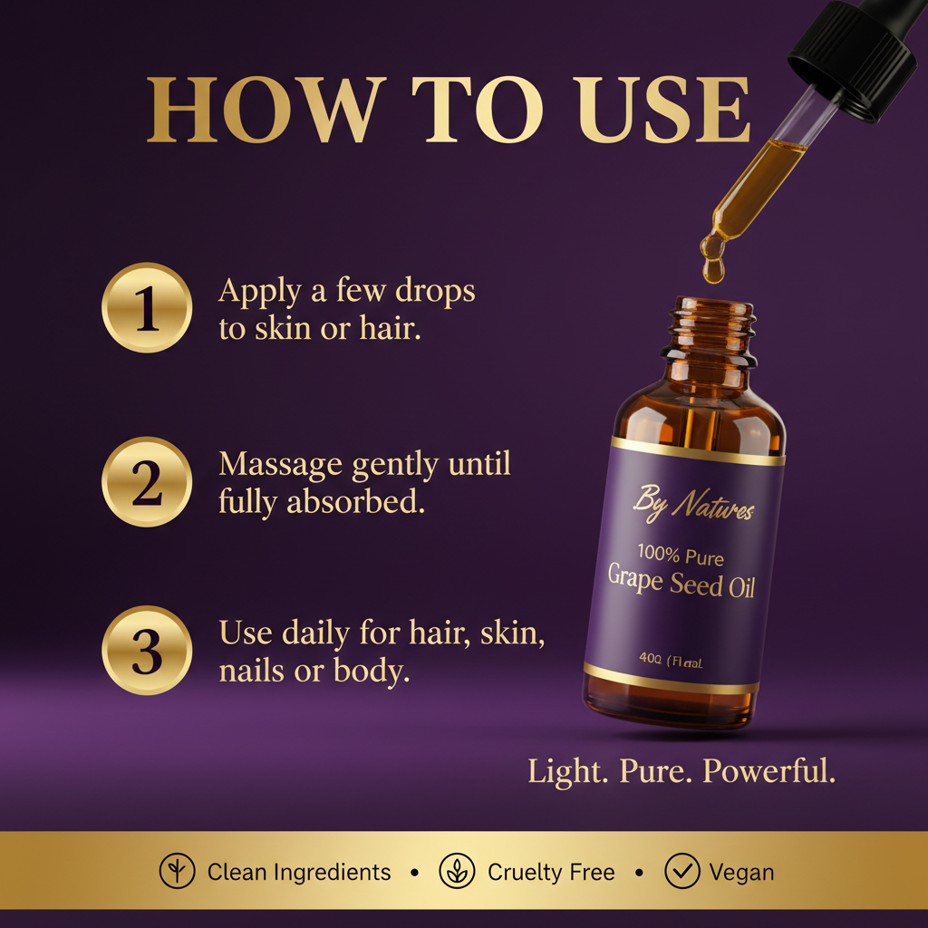 By Natures 100% Pure Grape Seed Oil By Natures 100% Pure Grape Seed Oil - How To Use
