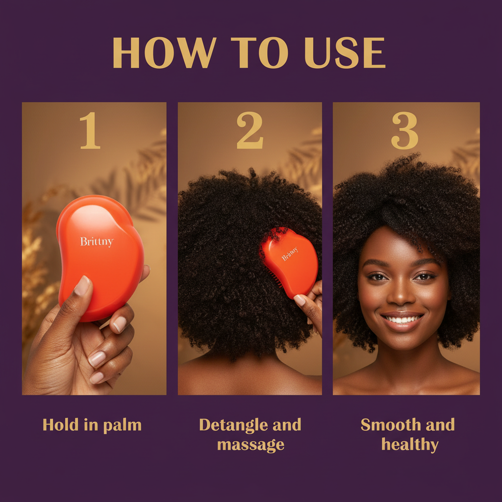 Brittny Brush Detangle Palm How To Use Set 1 - Brittny Palm Massage Detangle Brush