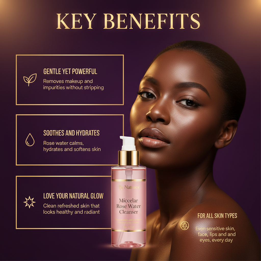 By Natures Micellar Rose Water Cleanser By Natures Micellar Rose Water Cleanser - Key Benefits