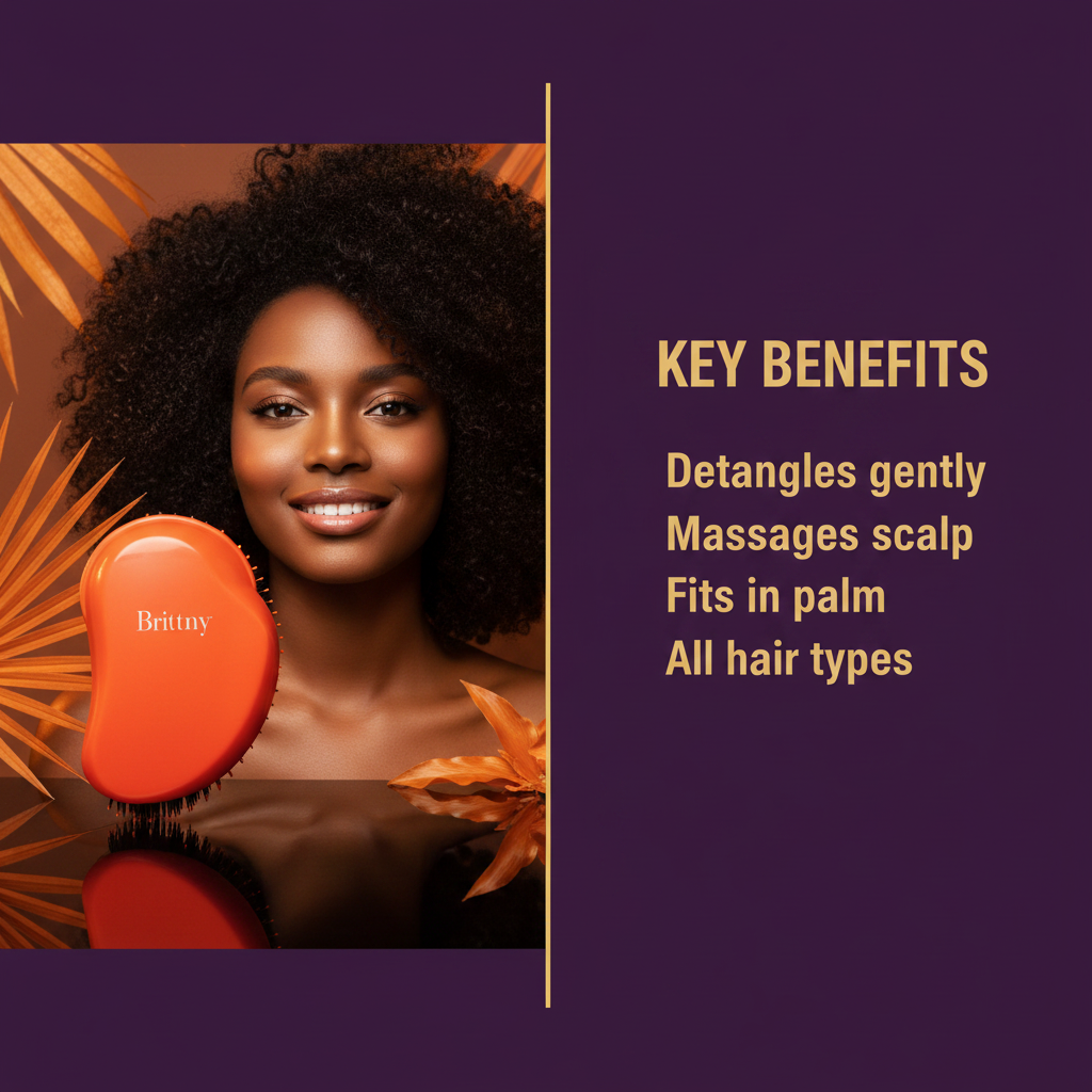 Brittny Brush Detangle Palm Key Benefits Set 2 - Brittny Palm Massage Detangle Brush
