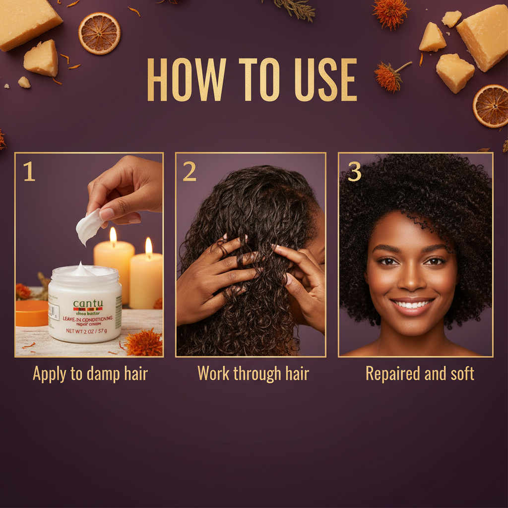 Cantu Shea Butter Leave-In Conditioning Repair Cream 12 Piece Display (2oz) How To Use - Cantu Shea Butter Leave-In Conditioning Repair Cream