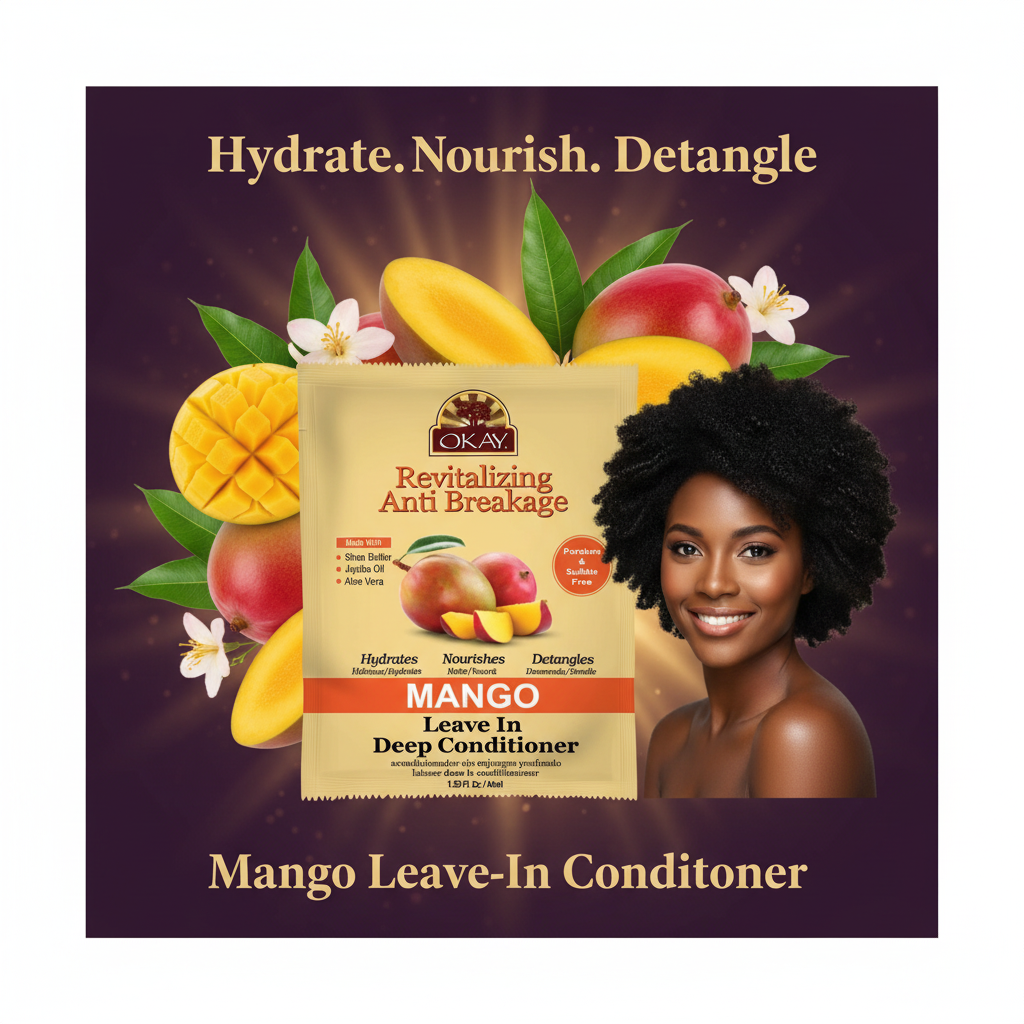 Okay Mango Leave In Conditioner Hero - Hydrate. Nourish. Detangle. Okay Mango Leave-In Conditioner