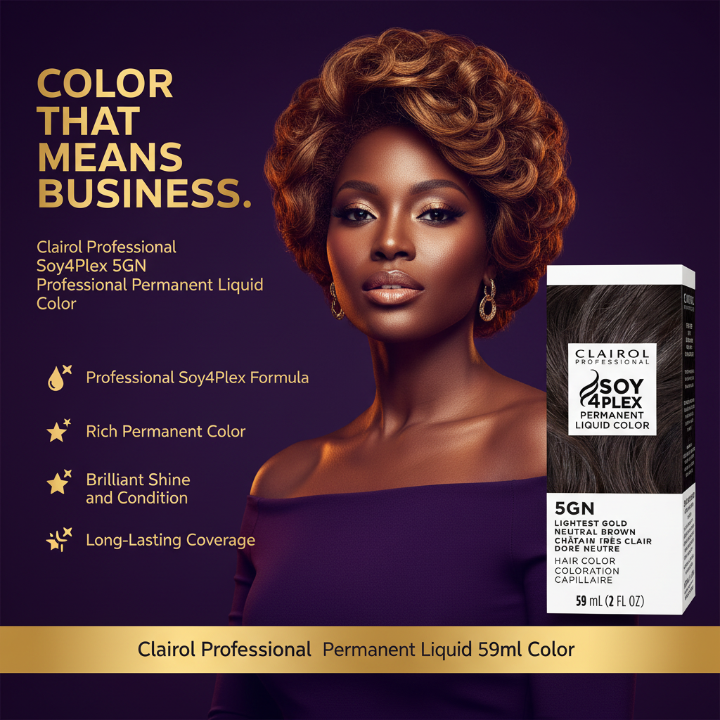 CLAIROL PERMANENT LIQUID 5GN LIGHTEST GOLD NEUTRAL BROWN Clairol Professional Soy4Plex 5GN Lightest Gold Neutral Brown - Hero