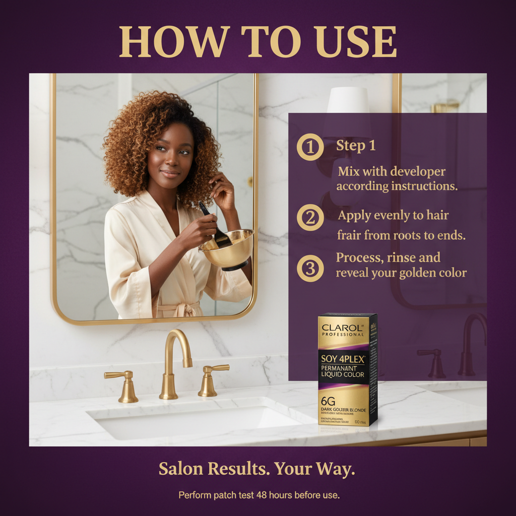 CLAIROL PERMANENT LIQUID 6G DARK GOLDEN BLONDE Clairol Soy 4Plex 6G Dark Golden Blonde - How To Use