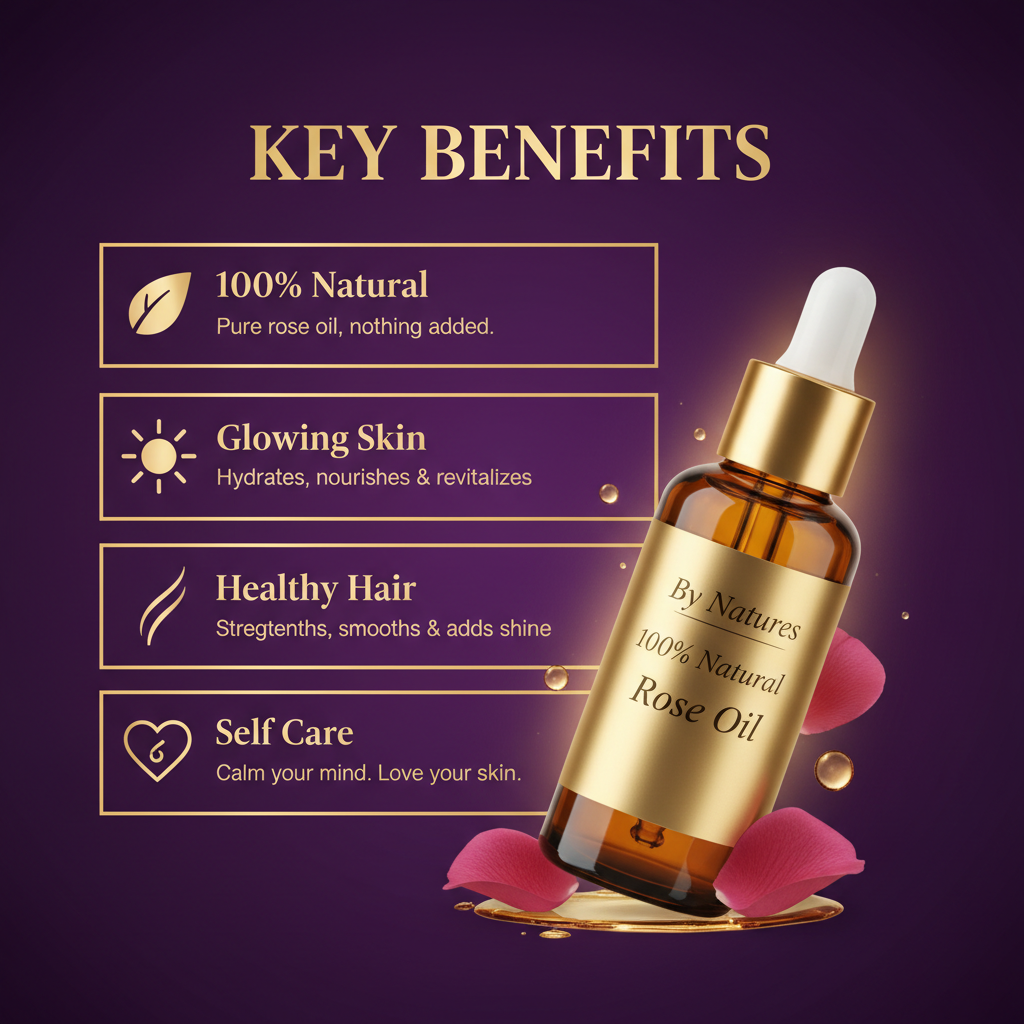 By Natures 100% Natural Rose Oil By Natures 100% Natural Rose Oil - Key Benefits
