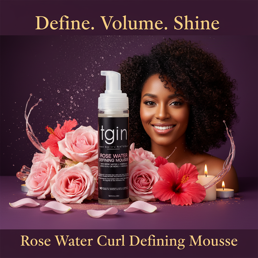 Tgin Rosewater Curl Defining Mousse Hero - Define. Volume. Shine. TGIN Rose Water Curl Defining Mousse