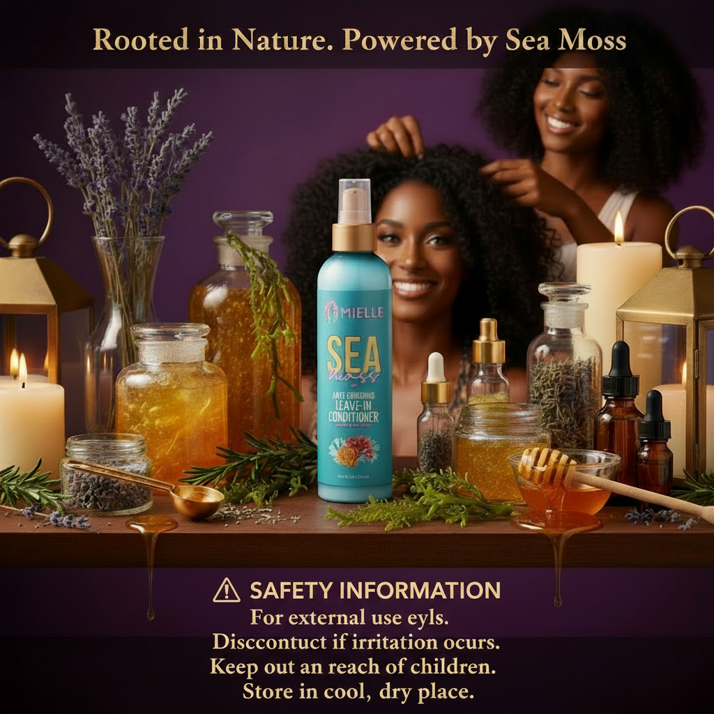Mielle Sea Moss Anti-Shedding Leave-In Conditioner Lifestyle - Stop the Shed. Start the Growth. Mielle Sea Moss Anti-Shedding Leave-In Conditioner