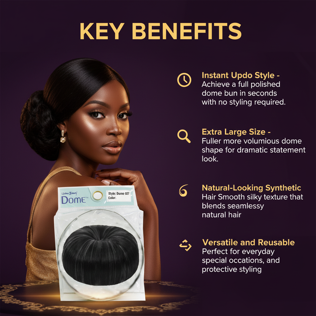 SYNTHETIC DOME STYLE NO.027 (APPLE DOME-XTRA LARGE)-#1B Urban Beauty Dome Style 027 Apple Dome Extra Large 1B - Key Benefits