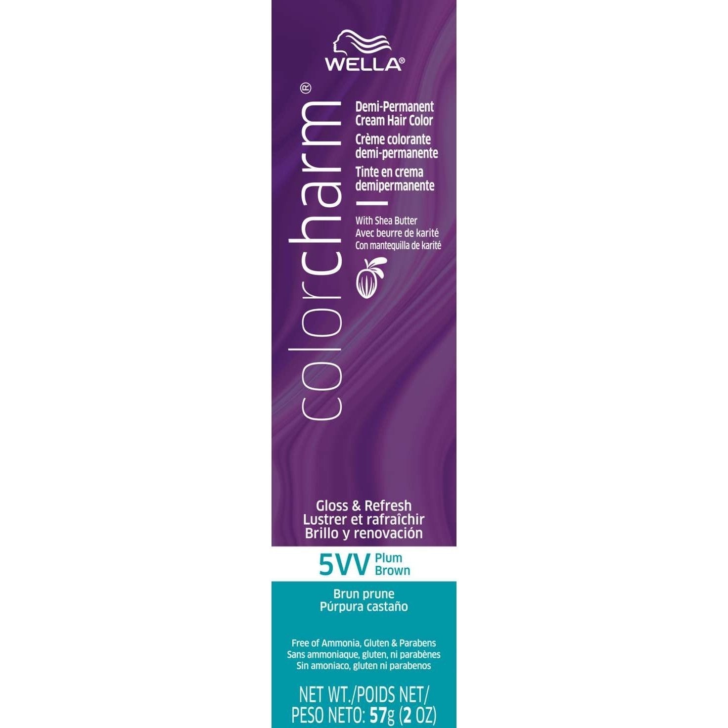 Wella Color Charm Demi-Permanent Cream Hair Color 5Vv Plum Brown Wella Color Charm Demi-Permanent Cream Hair Color 5Vv Plum Brown