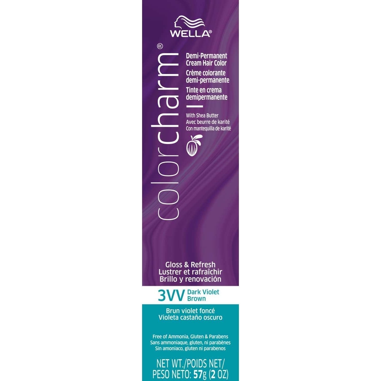 Wella Color Charm Demi-Permanent Cream Hair Color 3Vv Dark Violet Brown Wella Color Charm Demi-Permanent Cream Hair Color 3Vv Dark Violet Brown
